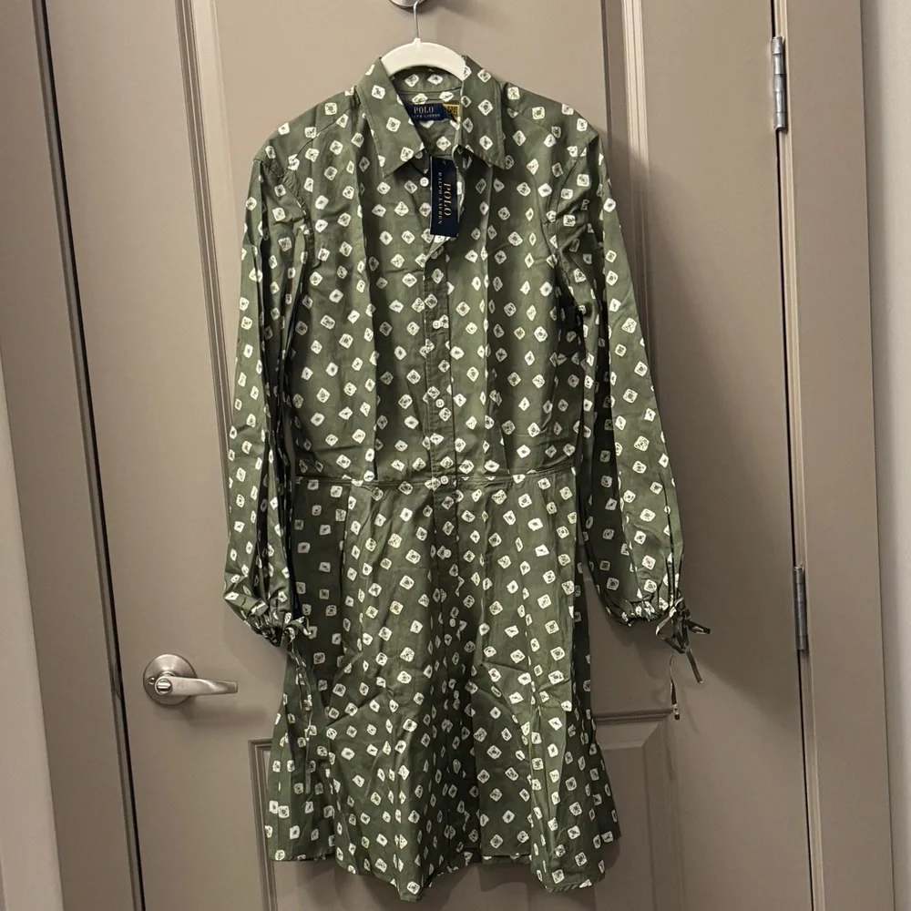 Polo Ralph Lauren Block-Print Tie-Cuff Cotton Shirtdress - Picture 7 of 10